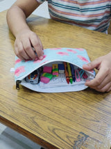 Handblock Printed Cotton Kids’ Flat Pouch with Zip Closure
