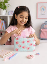 Handblock Printed Cotton Kids’ Flat Pouch with Zip Closure