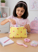 Handblock Printed Cotton Kids’ Flat Pouch with Zip Closure