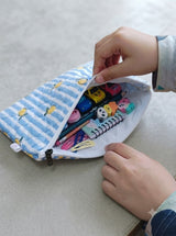 Handblock Printed Cotton Kids’ Flat Pouch with Zip Closure