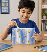 Handblock Printed Cotton Kids’ Flat Pouch with Zip Closure