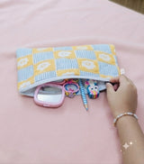Handblock Printed Cotton Kids’ Flat Pouch with Zip Closure