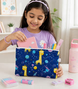 Handblock Printed Cotton Kids’ Flat Pouch with Zip Closure