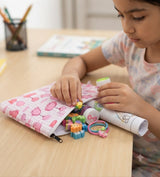Handblock Printed Cotton Kids’ Flat Pouch with Zip Closure