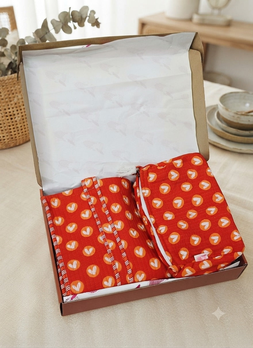 Stylish Tote Bag with 3 Coordinated Utility Pouches with Gift Box
