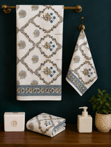 His & Her Towel Gift Set - Handblock Printed Towels - 2 Bath + 4 Hand Towels in 2 designs