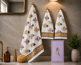 Gift Set - Handblock Printed Towels - 1 Bath + 2 Hand Towels