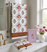 Gift Set - Handblock Printed Towels - 1 Bath + 2 Hand Towels