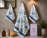 Gift Set - Handblock Printed Towels - 1 Bath + 2 Hand Towels