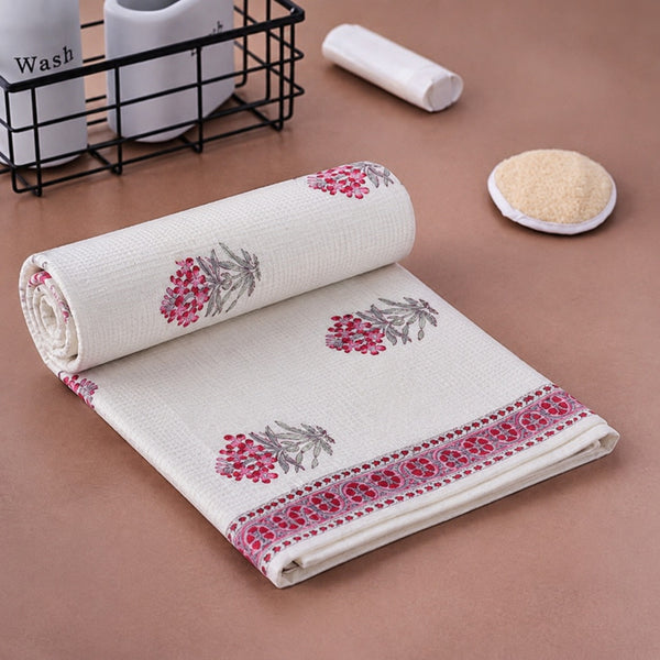 Hand Block Printed Honey Comb Cotton Bath Towel