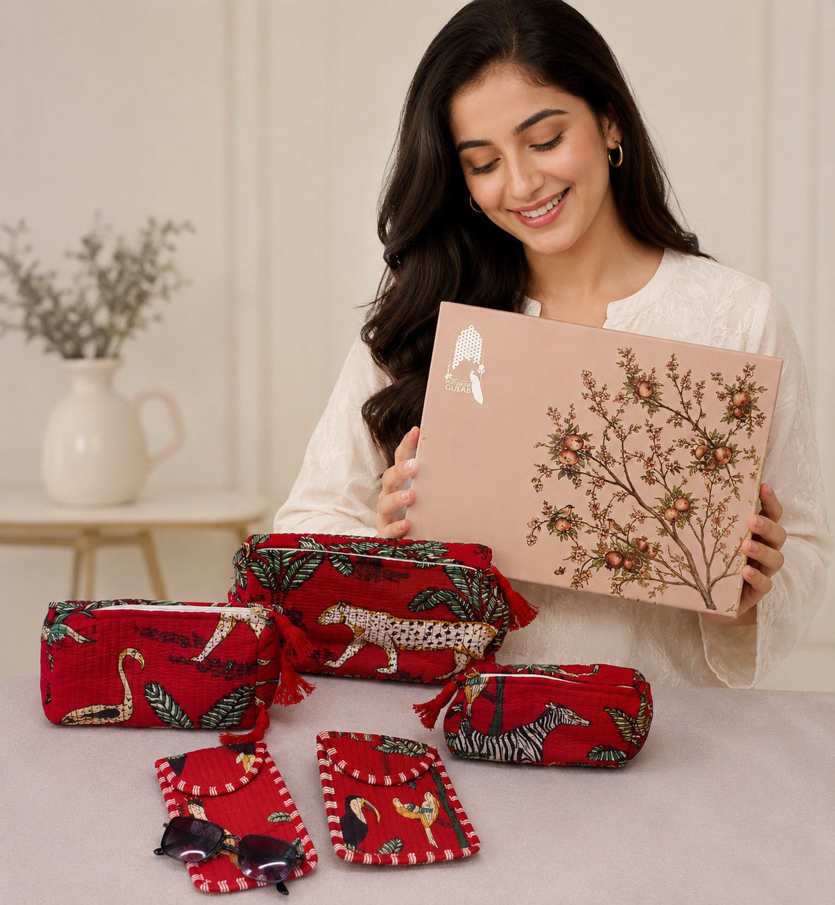 Set of 5 Utility Pouches (3 Makeup Pouches, 1 Sunglass Pouch, 1 Sanitary Napkin Pouch)