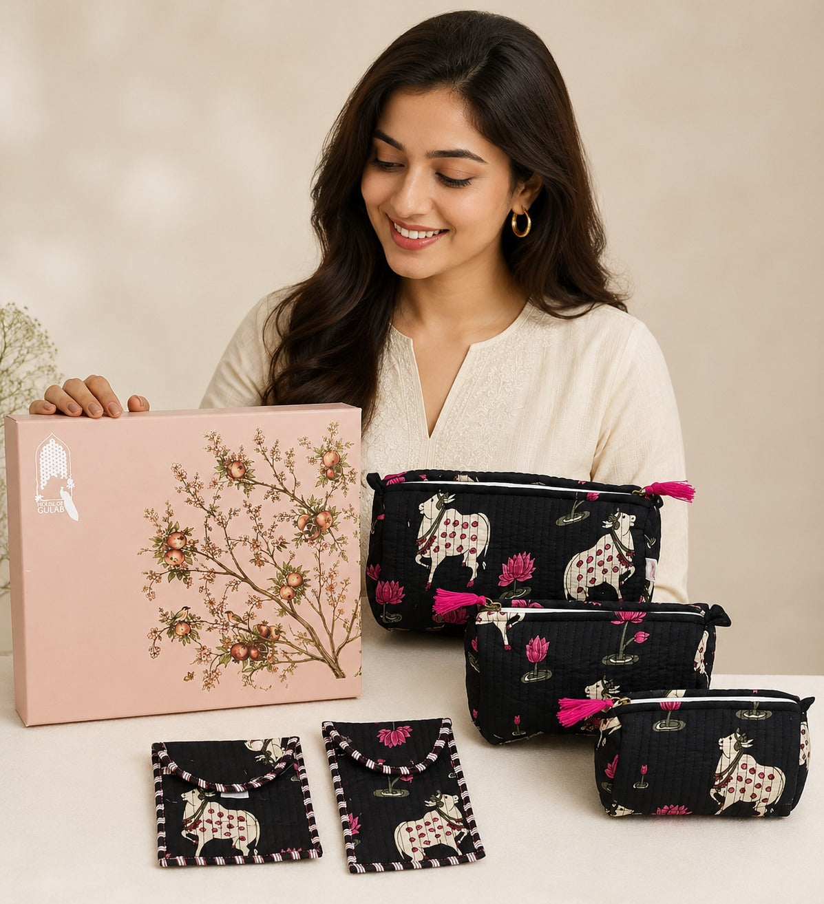 Set of 5 Utility Pouches (3 Makeup Pouches, 1 Sunglass Pouch, 1 Sanitary Napkin Pouch)