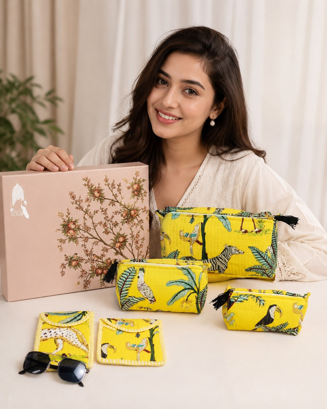 Set of 5 Utility Pouches (3 Makeup Pouches, 1 Sunglass Pouch, 1 Sanitary Napkin Pouch)