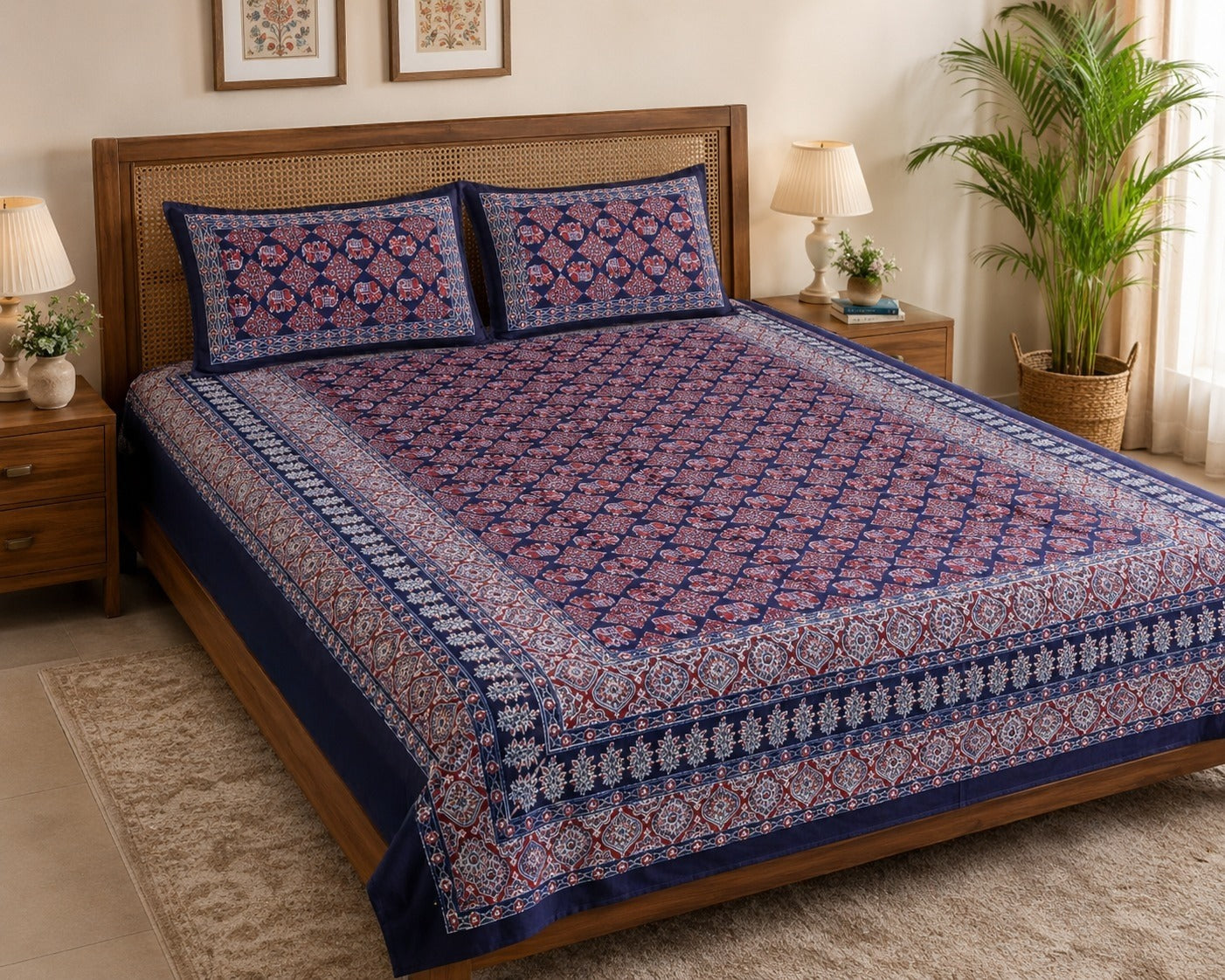 Double King Bedsheet with 2 Pillow Covers