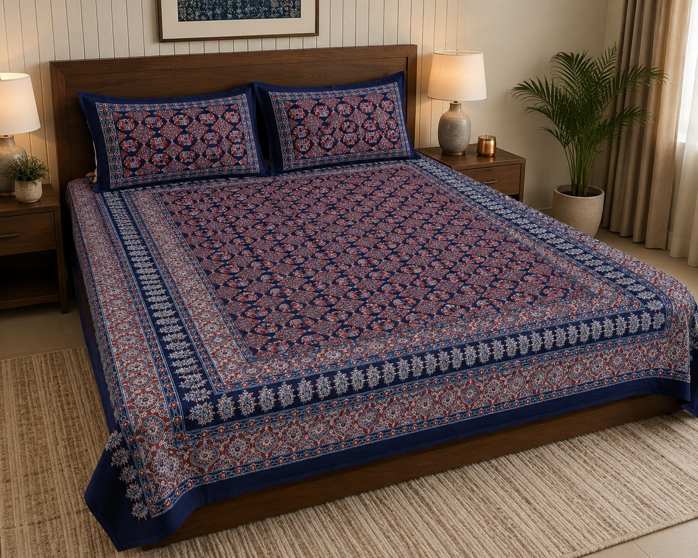 Double King Bedsheet with 2 Pillow Covers