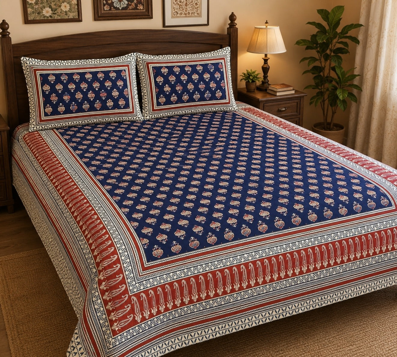 Double King Bedsheet with 2 Pillow Covers