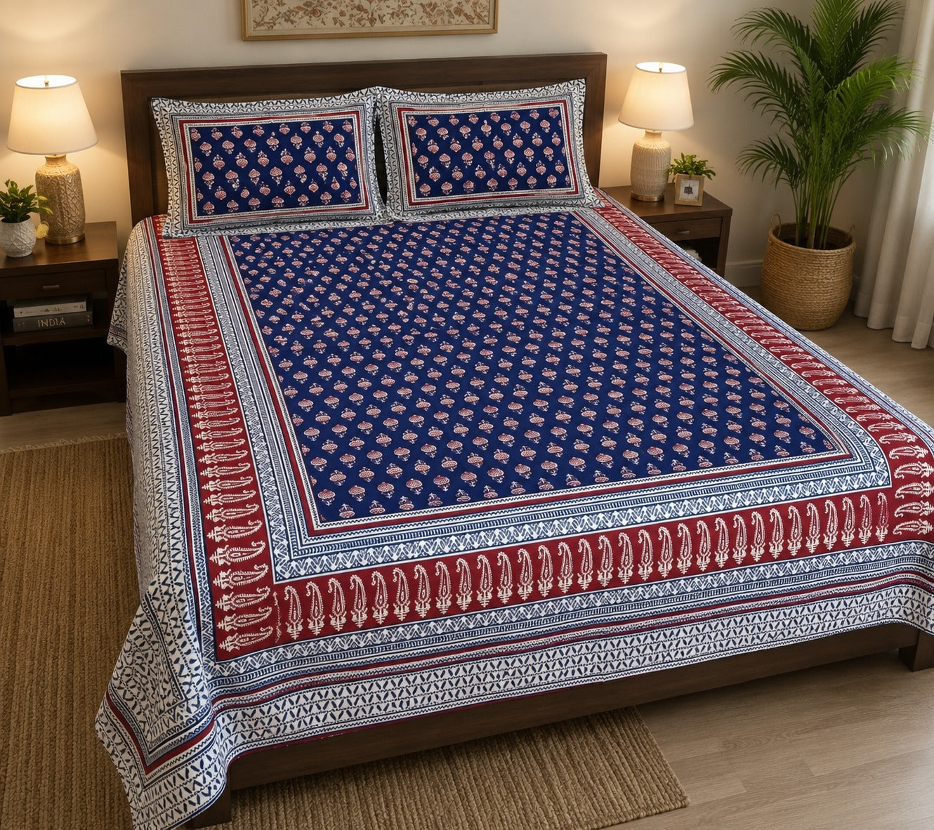 Double King Bedsheet with 2 Pillow Covers