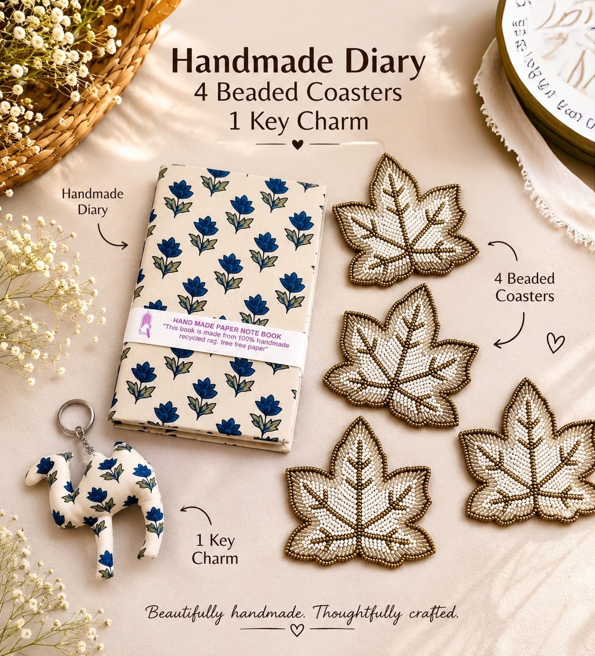 Premium Gulab Gift Box – Keychain, Coasters & Diary Set