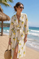 Cotton Kimono Handblock Printed Unisex Bathrobe - Free Size