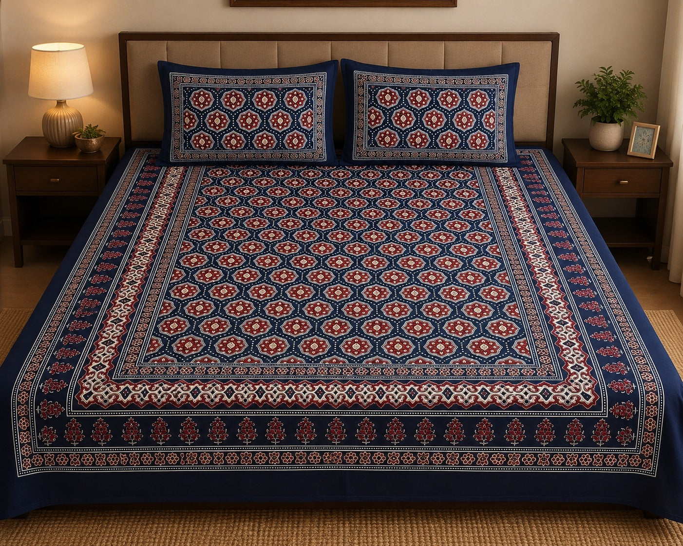 Double King Bedsheet with 2 Pillow Covers
