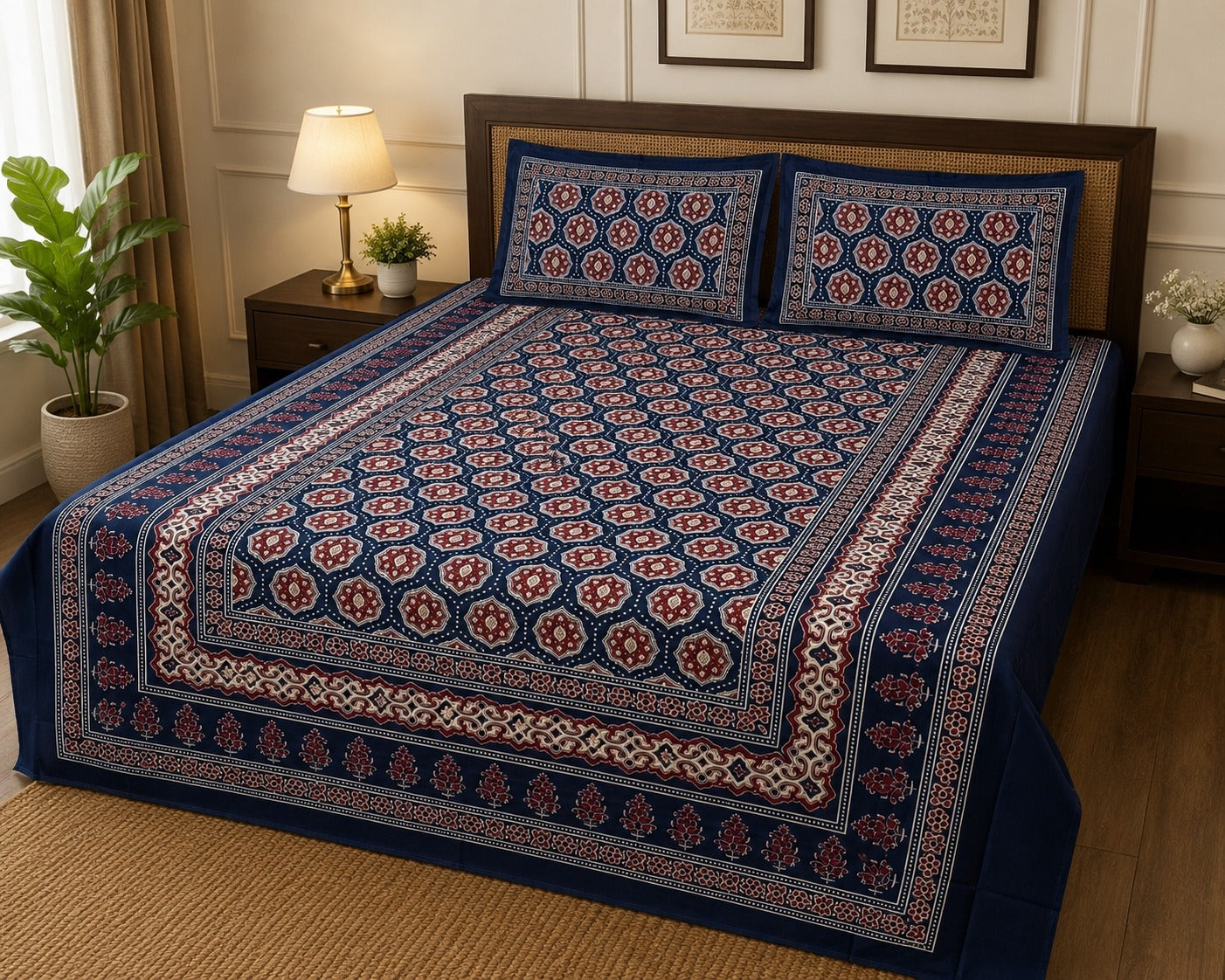 Double King Bedsheet with 2 Pillow Covers