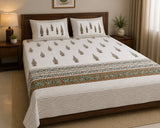 Hand Printed Bedsheet Super King Size Gift Box | 1 Super King Double Bedsheet with 2 Pillow Covers