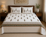 Hand Printed Bedsheet Super King Size Gift Box | 1 Super King Double Bedsheet with 2 Pillow Covers