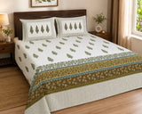 Hand Printed Bedsheet Super King Size Gift Box | 1 Super King Double Bedsheet with 2 Pillow Covers