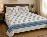 Hand Printed Bedsheet Super King Size Gift Box | 1 Super King Double Bedsheet with 2 Pillow Covers