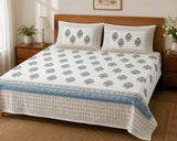 Hand Printed Bedsheet Super King Size Gift Box | 1 Super King Double Bedsheet with 2 Pillow Covers