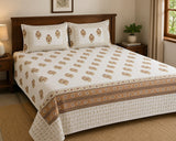 Hand Printed Bedsheet Super King Size Gift Box | 1 Super King Double Bedsheet with 2 Pillow Covers