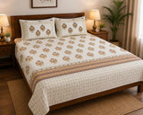 Hand Printed Bedsheet Super King Size Gift Box | 1 Super King Double Bedsheet with 2 Pillow Covers