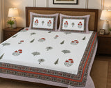 Gift Box with Handblock Print Super King Bedsheet in Extra Soft Percale Cotton with 2 Pillow covers