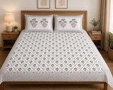 Gift Box with Handblock Print Super King Bedsheet in Extra Soft Percale Cotton with 2 Pillow covers
