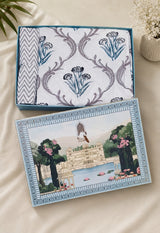 Gift Box with Handblock Print Super King Bedsheet in Extra Soft Percale Cotton with 2 Pillow covers