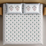 Gift Box with Handblock Print Super King Bedsheet in Extra Soft Percale Cotton with 2 Pillow covers