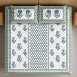 Gift Box with Handblock Print Super King Bedsheet in Extra Soft Percale Cotton with 2 Pillow covers