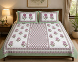 Gift Box with Handblock Print Super King Bedsheet in Extra Soft Percale Cotton with 2 Pillow covers