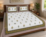 Gift Box with Handblock Print Super King Bedsheet in Extra Soft Percale Cotton with 2 Pillow covers
