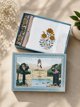 Gift Box with Handblock Print Super King Bedsheet in Extra Soft Percale Cotton with 2 Pillow covers