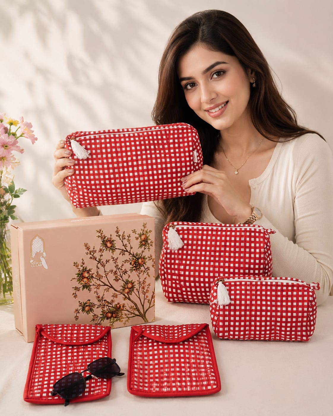 Set of 5 Utility Pouches (3 Makeup Pouches, 1 Sunglass Pouch, 1 Sanitary Napkin Pouch