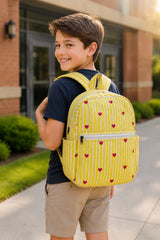 Handblock Printed Cotton Kids’ School Backpack with Front Zip Pocket