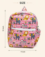 Handblock Printed Cotton Kids’ School Backpack with Front Zip Pocket