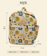 Handblock Printed Cotton Kids’ School Backpack with Front Zip Pocket