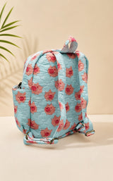 Handblock Printed Cotton Kids’ School Backpack with Front Zip Pocket