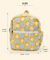 Handblock Printed Cotton Kids’ School Backpack with Front Zip Pocket