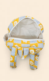Handblock Printed Cotton Kids’ School Backpack with Front Zip Pocket