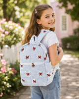 Handblock Printed Cotton Kids’ School Backpack with Front Zip Pocket