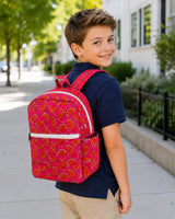 Handblock Printed Cotton Kids’ School Backpack with Front Zip Pocket