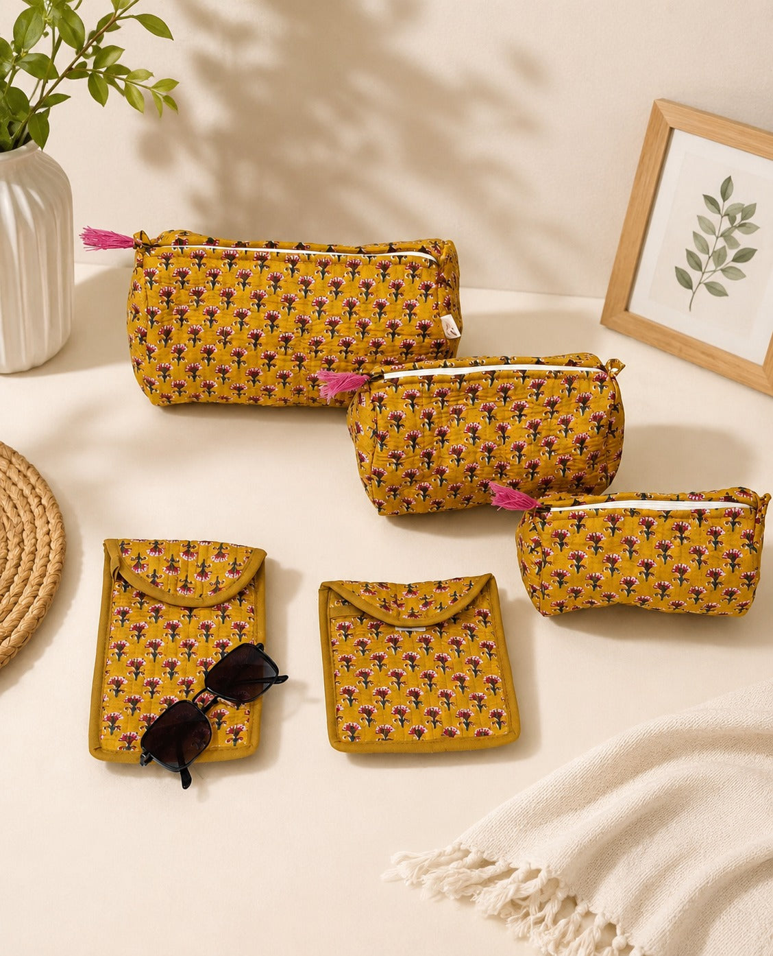 Set of 5 Utility Pouches (3 Makeup Pouches, 1 Sunglass Pouch, 1 Sanitary Napkin Pouch
